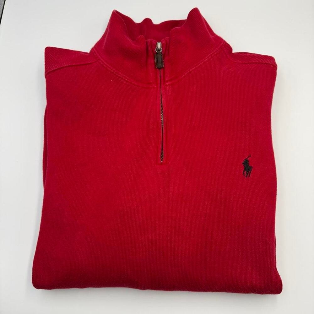 Polo Ralph Lauren 100% cotton red black quarter zip size XL